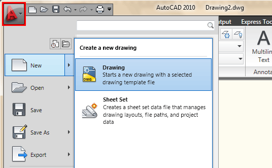 Starting a new Drawing Starting a new Drawing