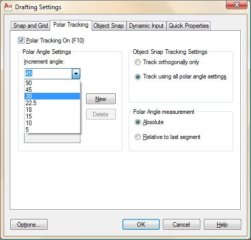 Drafting Setting Dialog Box