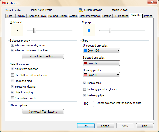AutoCAD Selection Options