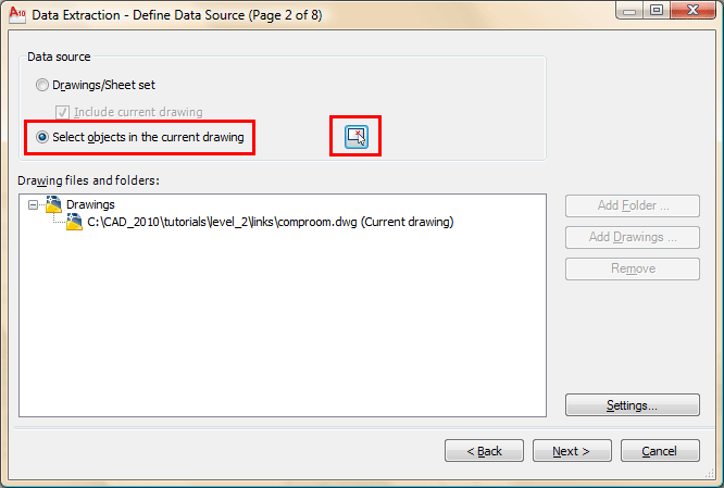 Attribute Extraction Dialog