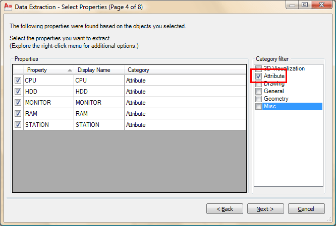 Attribute Extraction in AutoCAD