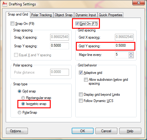 Drafting Settings Dialog Box