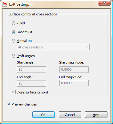 Loft Setting Dialog Box