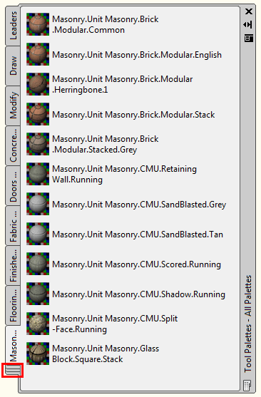 Material Palette in AutoCAD 2007