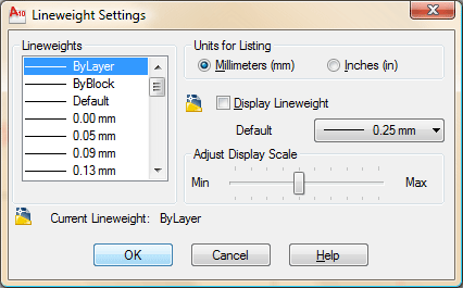 LIneweight Settings