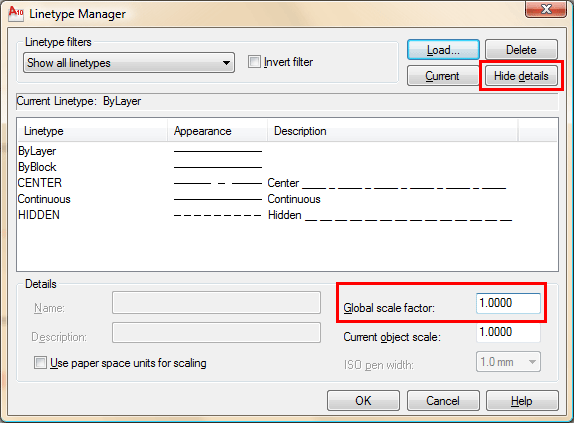 Linetype Dialog Details